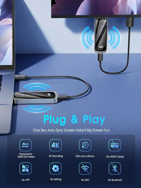 Long Range Wireless HDMI Transmitter And Receiver Kit 328ft Dual Band 5G And 2 4G Cable-Free Plug And Play with laptop and TV