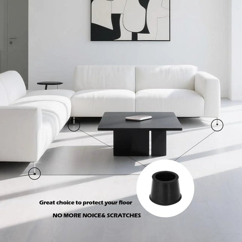 Living room with Four Pack Black Round Rubber Chair Leg Caps And Table Feet Covers Nine Sixteenth Inch Inner Diameter Easy Install