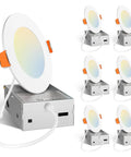 Six Pack 4 Inch Ultra Thin LED Recessed Ceiling Light With Junction Box Five CCT All In One Switchable with visible junction boxes
