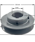Cast Iron V Belt Pulley With One Groove, 1 Inch Bore And 3.05 Inch OD, Motor Pulley For A 3L And 4L V Belts, Includes Quarter By Eighth Keyseat, AK301 Style Pulley with dimensions shown