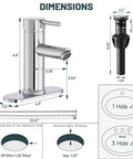 Dimensions of Chrome Single Handle Bathroom Sink Faucet With Pop Up Drain And Overflow Included Durable Brass Construction