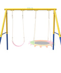 Beefy Heavy Duty Steel Swing Stand For Outdoor Use With 500Lb Capacity, Universal Swing Frame, Yellow swing stand