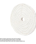 White Cotton Buffing Wheel For Jewelry And Metal Polishing 4 Inch Pro Grade Shine With Mirror Finish Safe On Jade front view