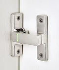 Heavy Duty Luminous Barn Door Latch With Built In Night Light 90 Degree Sliding Lock close-up of zinc alloy gate latch mounted on white door.
