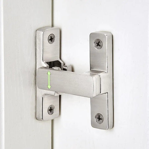 Heavy Duty Luminous Barn Door Latch With Built In Night Light 90 Degree Sliding Lock close-up of zinc alloy gate latch mounted on white door.