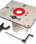 Rout R Lift II Router Lift for 3.5 inch motors with Tab Loc insert ring and dual sealed ball bearings visible on top plate.