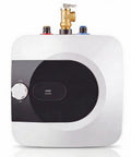 4 Gallon Mini Tank Under Sink Water Heater Pumps Out Heat On Tap For Kitchens And Bathrooms With Compact Footprint, front view.
