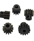 Set of five 32P pinion gears for 3.175mm shafts, sizes 10T to 14T in hardened steel, for brushless RC motors.