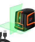 Rechargeable Self Leveling Laser Level With Green Cross Lines, Pro Grade 66 Ft Range And 150 Degree Expandable Angle, Type C Fast Charge
