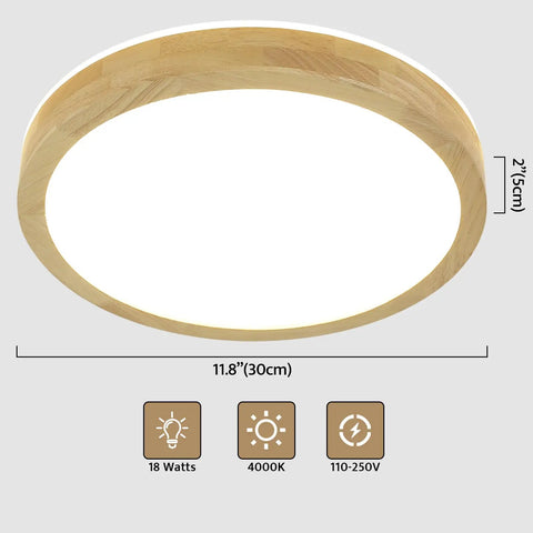 Wooden Flush Mount Ceiling Light Modern Round Fixture For Entryway And Hallway Minimalist Design With Acrylic Metal Ring