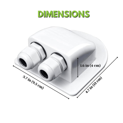 Go-To Dual Cable Gland Waterproof Box For Solar Panels With Roof Mount Kit dimensions 3.7x4.7x1.6 inches