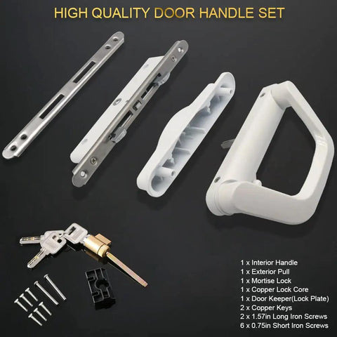 Sliding Patio Door Handle Set With Mortise Lock Reversible And Keyed White Finish Fits 1.5 To 2 Inches Thick Sliding Glass Doors