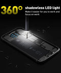 Newest 51 In 1 Mini Cordless Precision Screwdriver Kit With S2 Steel Magnetic Bits used on smartphone with 360° shadowless LED light