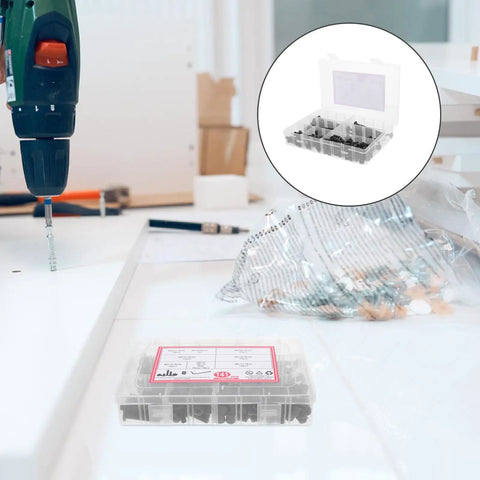 141 Piece Replacement Screws Kit With Aluminum Alloy Bolts And Nuts for DIY assembly next to a drill and open package