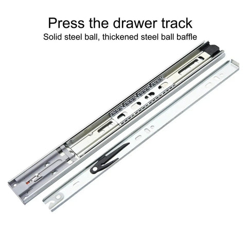 Full Extension Drawer Slides That Glide Like Butter With Bottom Mounted Concealed Design So Drawers Hide Under The Cabinet Durable Heavy Duty Hardware For Cabinets And Furniture That Open And Close Quietly. Full-extension steel drawer slide with ball bearings