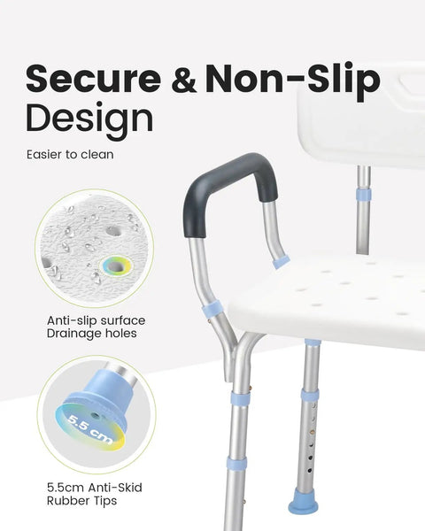 Heavy Duty Adjustable Shower Chair For Inside Shower With 500 Lb Capacity Oversize Bath Seat With Anti Slip Rubber Tips