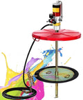 Heavy Duty Pneumatic Grease Pump With 16 Ft High Pressure Hose and Rugged Grease Gun, aluminum build with 2 platforms.