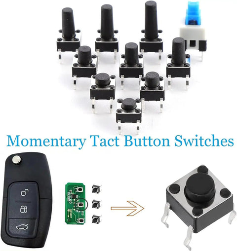 180 Piece Tactile Push Button Switch Kit With 10 Values Ranging From 6x6mm To 7x7mm, 4 Pin Micro Momentary Tact Switches For Prototyping DIY