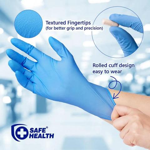 Blue Nitrile Exam Gloves 3.5 Mil Latex Free Powder Free Textured Fingertips Pro Grade Medical Disposable Gloves