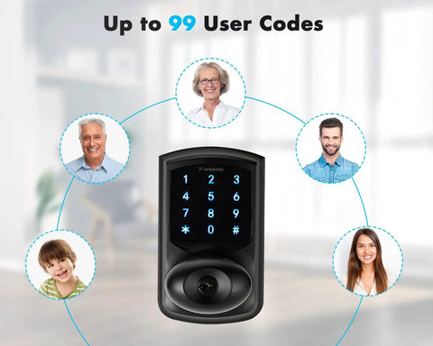 Keypad Door Knob With Passage Mode Keyless Entry Smart Door Lock With Big Backlit Panel HD Digital Backlight 99 User Codes