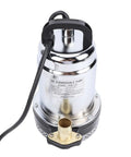 Heavy Duty Workhorse Drainage Sump Pump With Solid Stainless Steel Body And No Sweat Operation For Agricultural Garden Basement And Farm Flooding Featuring Rock Solid 26 Foot Lift And Smooth 180 Watt Kick - top view of pump with stainless steel finish