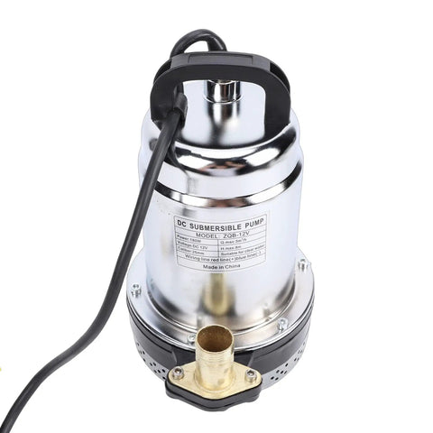 Heavy Duty Workhorse Drainage Sump Pump With Solid Stainless Steel Body And No Sweat Operation For Agricultural Garden Basement And Farm Flooding Featuring Rock Solid 26 Foot Lift And Smooth 180 Watt Kick - top view of pump with stainless steel finish