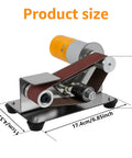 Grab And Go Multifunction Belt Sander With 7 Speed Settings Low Noise Portable Belt Grinder for Metal, dimensions shown