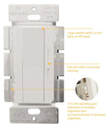 Rock Solid 0-10V LED Dimmer Switch For Single Pole Or Three Way Wiring with large paddle switch and slider for smooth brightness control.
