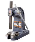 Heavy Duty 1 Point 5 Ton Arbor Press Bench Machine with iron frame and hardened ram, ideal for precise metal tasks.