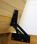 Heavy Duty Furniture Spring Hinges 80 Degree Lift Brackets Built Like A Tank Rock Solid Steel mounted on wooden frame.