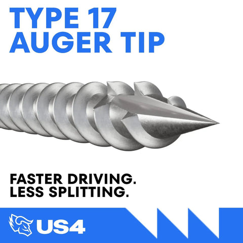 Built Tough Stainless Steel Self Drilling Screws With T25 Star Drive, Heavy Duty Deck And Framing Fasteners, Subfloor Board Hardware, Size Ten By Two Point Five Inch, 100 Count Bulk Pack, Type 17 auger tip design for faster driving.