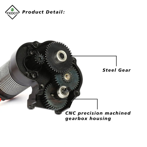 Motor Transmission With Hobbywing QuicRun Fusion Mini16 3000KV Brushless Motor And ESC 2in1 FOC System showing steel gears