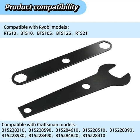 Table Saw Wrench Set Two Pack Fits BTS10S BTS12S RTS21 10 Inch Table Saw Models Built Tough Forged Steel Blade Change Tool Replacement For COMBO00139 shown on white background