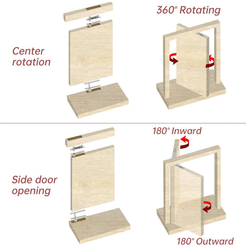 Heavy Duty Stainless Steel Door Pivot Hinge For Wood Doors Hidden 360 Degree Rotation Revolving Door Hardware diagram