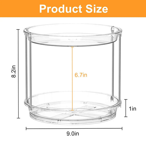 Dimensions of Rotating Makeup Organizer With Two Tier Lazy Susan Turntable For Vanity And Bathroom Counter, Clear Spinning Storage Tray