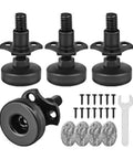 12 Pack Furniture Leveling Feet With Three Eighths Inch Thread And Adjustable Height, Floor Protectors, Wide Base To Stop Slipping And Scratches, Fits Tables, Chairs, Cabinets, No Sweat Install For Uneven Floors; black threaded feet with screws