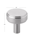 Smooth Round Cabinet Knob Satin Nickel Finish One And A Half Inch Diameter Solid Zinc Construction Durable And Easy DIY Friendly Install With Included 8 By 1 Inch Screw And Cut Off Screw Modern Kitchen Cabinet Hardware side view