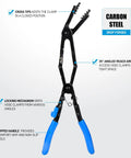 35 Degree Angled Long Hose Clamp Pliers With Locking Mechanism Extra Long Reach For Hard To Reach Hoses And Tight Engine Spaces