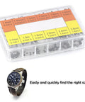 Pro Grade 700 Pcs Watch Crown O Ring Kit With 12 Sizes From 1.4mm To 2.8mm Rubber Gaskets in labeled box, watch shown