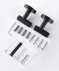 Sturdy Stainless Steel Towel And Robe Hooks Wall Mount Set Satin Matte Black Rust Proof SUS 304 Bathroom Hook Rack 2 Pack