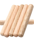 Premium Hardwood Birch Dowel Pins 120 Pieces One Quarter X Two Inch Fluted Joinery Rods Smooth Finish stacked set.