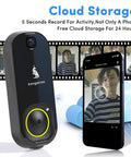 Wireless Doorbell System With Two Doorbells And Two Chimes, Battery Powered, Two Point Four GHz WiFi, Motion Detection, shown with smartphone app display.