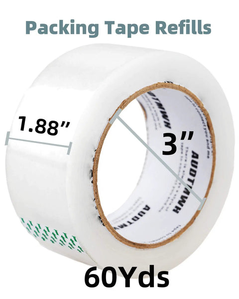 Clear Packing Tape Refills Heavy Duty For Moving And Shipping 1.88 Inch By 60 Yards 2 Rolls Super Sticky Adhesive