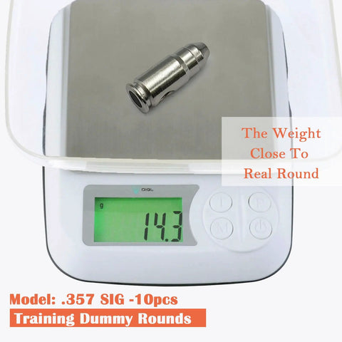 Steel Safety Practice Rounds For Dry Fire Training, Action Trainer Dummy Rounds For Pistol Caliber 357 SIG on digital scale