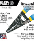 Go To All In One Electrical Tester Kit With Wire Stripper Cutter, Klein Tools branding, details on functions and Made in USA symbol.