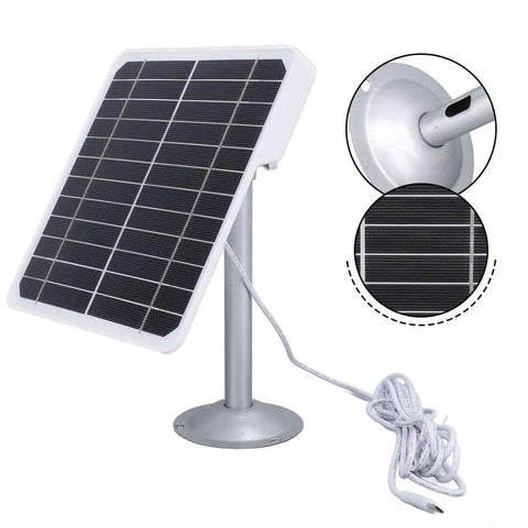 5V 20W Solar Panel For Outdoor Security Camera With USB-C And Charger, 360 Degree Adjustable Bracket, IP66 Waterproof, Type-C Cable Included