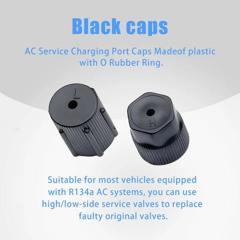 17 Piece AC Valve Core Kit Universal R12 To R134a Conversion with high/low service valves, black AC charging port caps