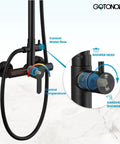 Outdoor Shower Kit With 304 Stainless Steel 8 Inch Shower Head And 2 In 1 Cylinder Handheld Spray, control knobs detail