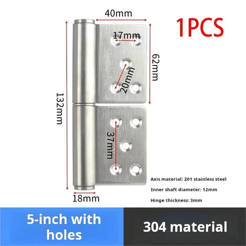 Tough As Nails Five Inch Stainless Steel Flag Door Hinge Featuring Super Quick Release Hardware And Silky Smooth Three Sixty Rotation Built Dang Tough To Stop Rust Cold, detailed measurement diagram.