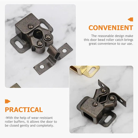 Double Roller Door Catch Cabinet Latch Set 20 Pcs cold rolled steel construction on marble background
